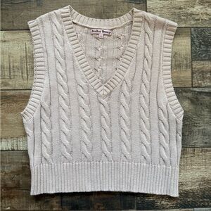LIKE NEW BAILEY ROSE CABLE KNIT SWEATER VEST DUSTY BLUSH SIZE LARGE